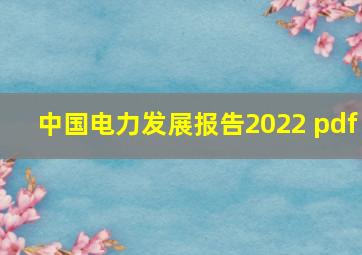 中国电力发展报告2022 pdf